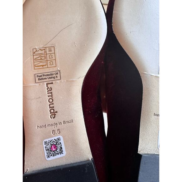 Larroudé Lee Crystal-Embellished red Bow Velvet Ballet Flats size 6.5 - Picture 9 of 11